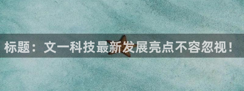 标题：文一科技最新发展亮点不容忽视！